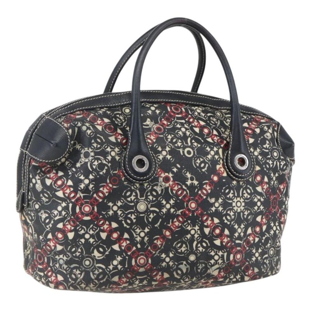 Chanel Optic Coco Bowler Printed Coated Canvas With Caviar Black Pvc Handbag